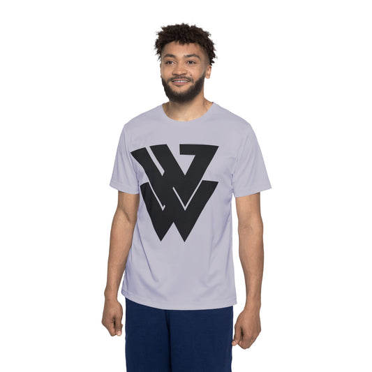 Geometric WV Sports Jersey — Men's Athletic Tee with Bold Black Logo
