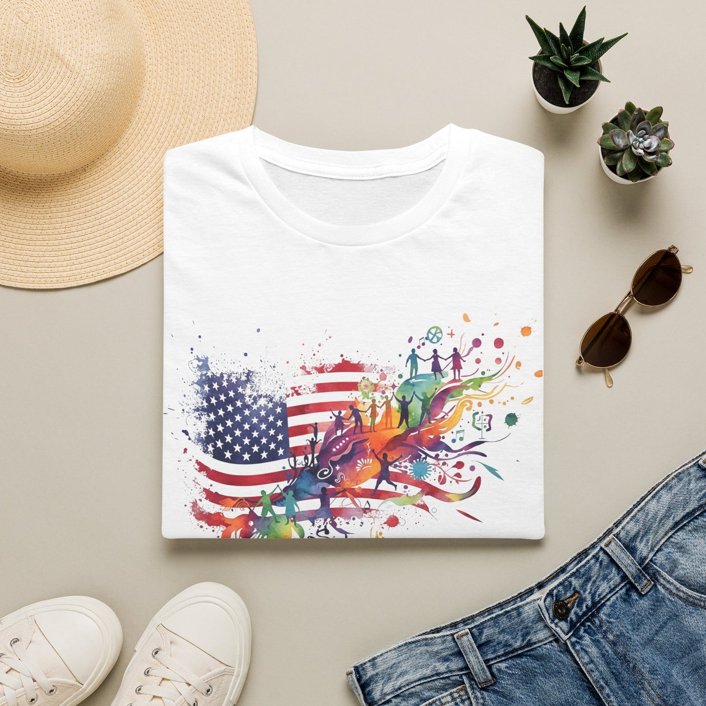 American Flag Watercolor Phoenix T-Shirt | USA 250 Rebirth Resilience Art | Semiquincentennial 2026 Patriotic Gift | 1776-2026 Symbol Tee