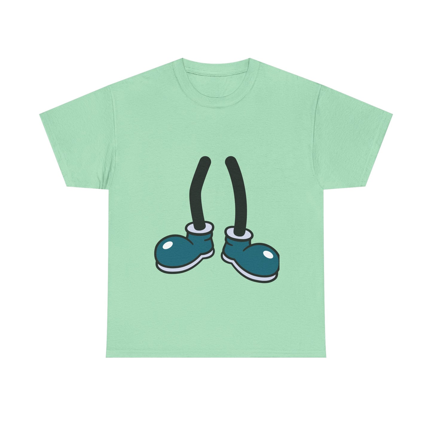 Blue Cartoon Shoes Walking Legs T-Shirt | Funny Quirky Illustration Humor Tee | Gift for Sneaker Lover Fashion Fan | Playful Art Statement