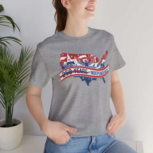 Independence USA Map T-Shirt — 250 Years of Independence Patriotic Tee