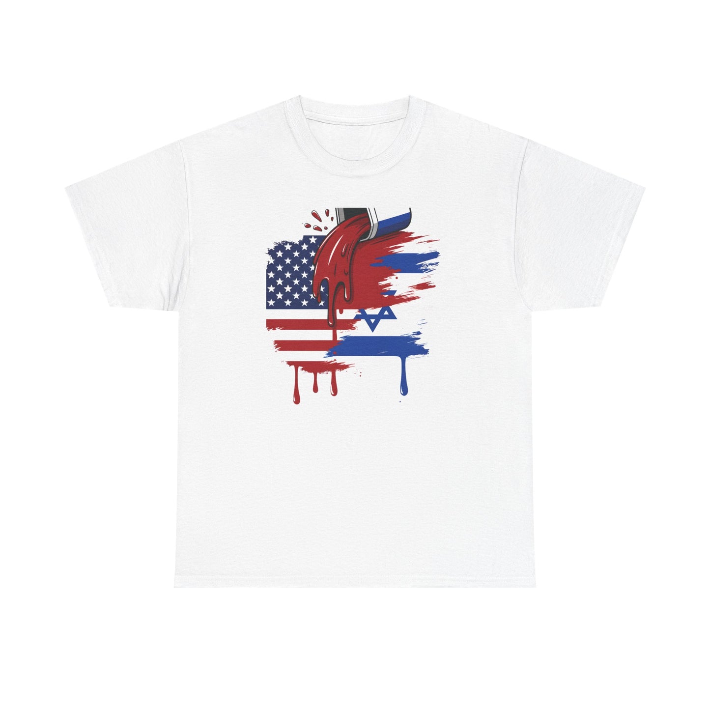 T-Shirt — USA & Israel Flag Paint Drip Graphic Tee