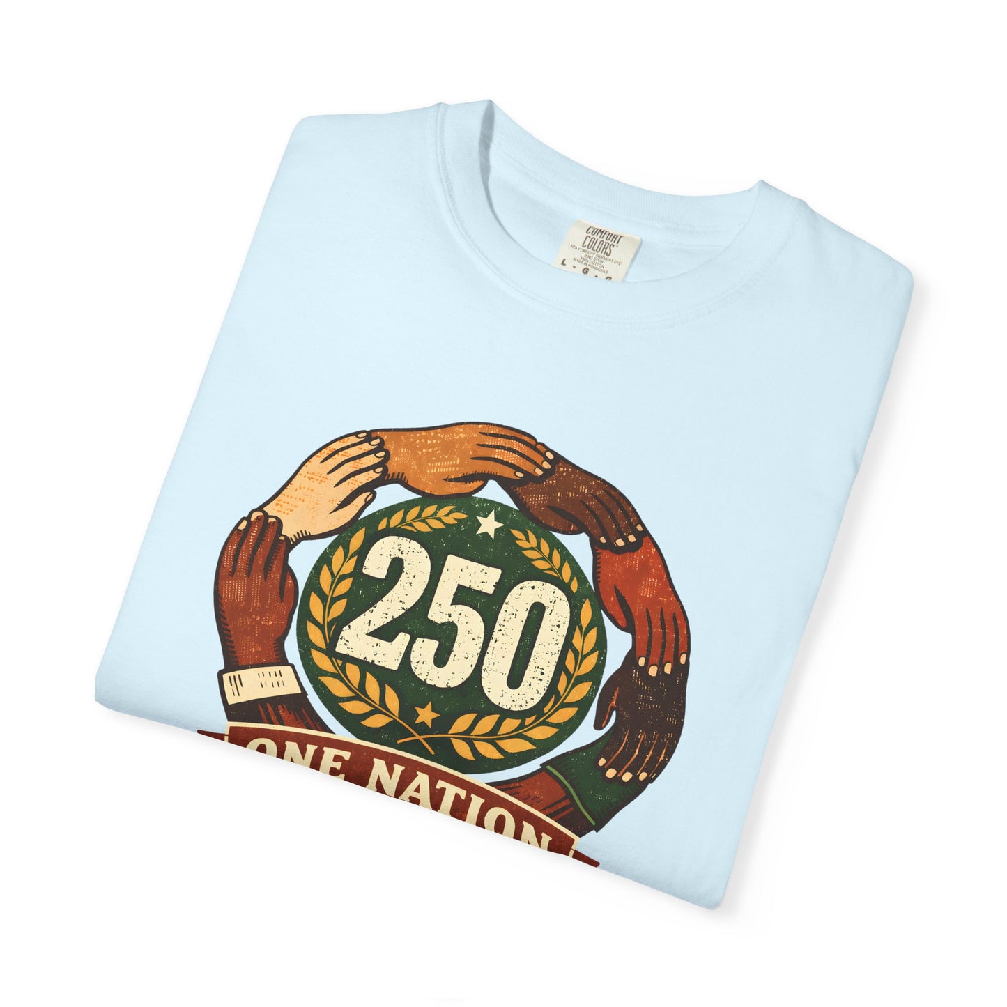 250 Year Anniversary | One Nation Many Stories 2026 T-Shirt | Unity Hands Emblem