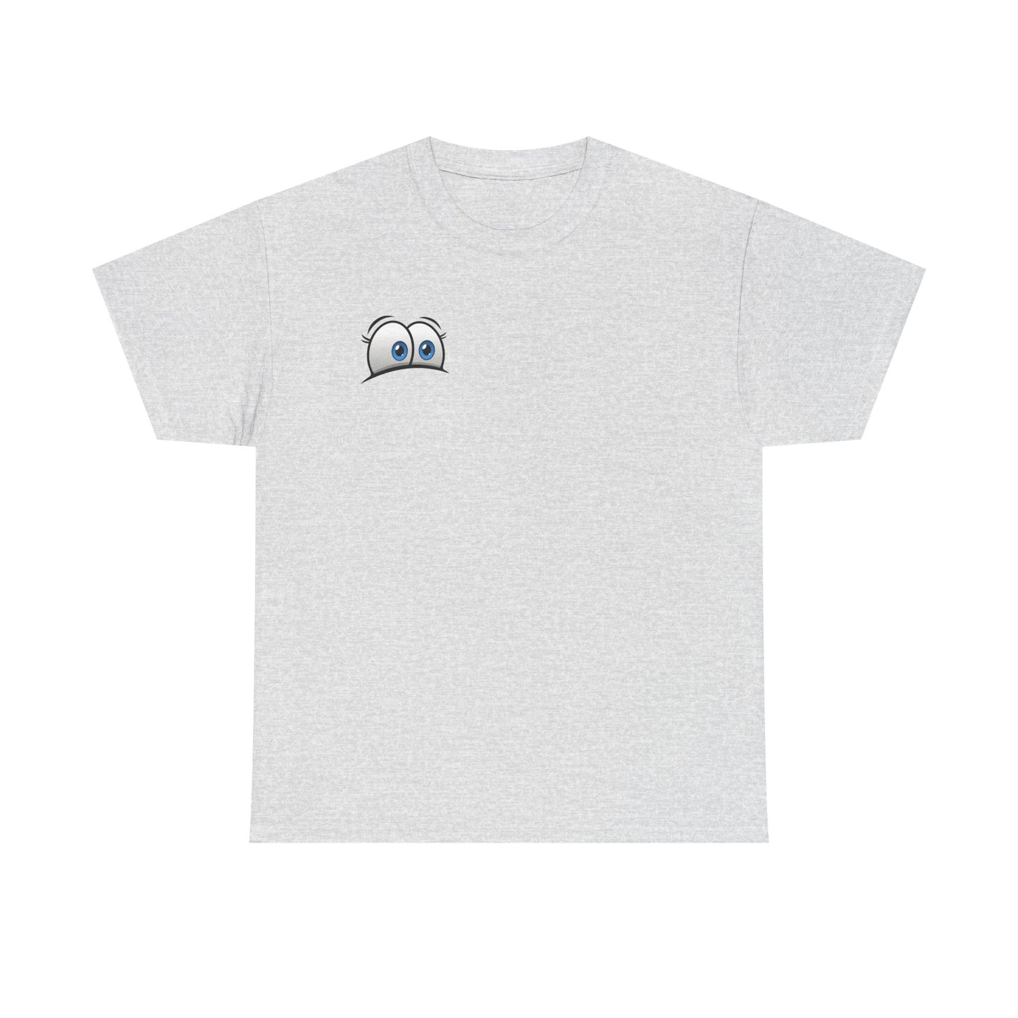 Peeking Eyes Cartoon T-Shirt | Funny Quirky Illustration Humor Tee | Gift for Comedy Fan Meme Lover | Playful Statement Shirt