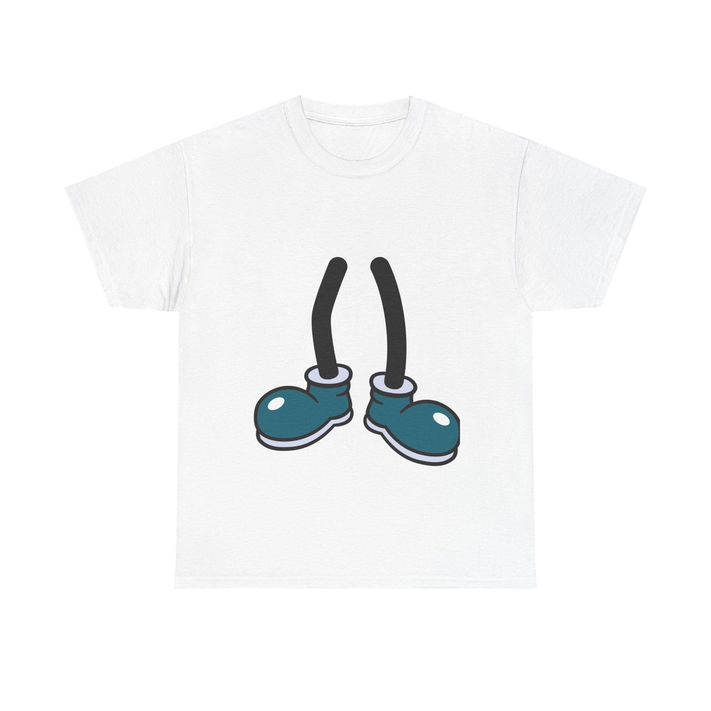 Blue Cartoon Shoes Walking Legs T-Shirt | Funny Quirky Illustration Humor Tee | Gift for Sneaker Lover Fashion Fan | Playful Art Statement