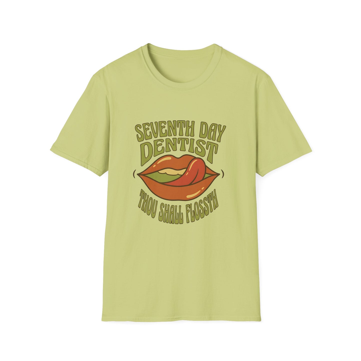 Seventh Day Dentist Thou Shall FlosstH T-Shirt | Funny Dental Hygienist Tooth Humor |Dental Student | Religious Pun Tee