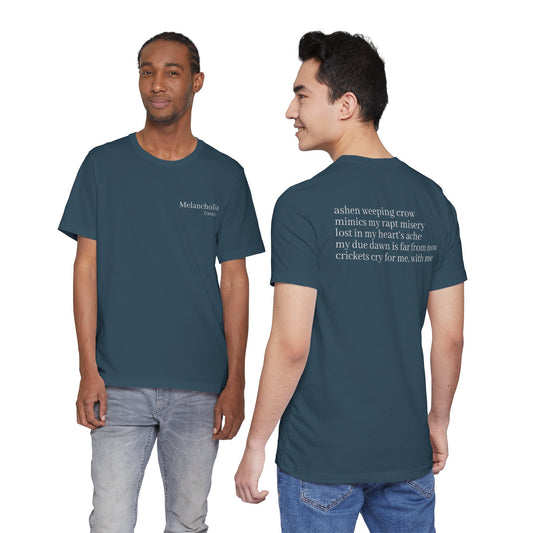 Melancholia Haiku Poetry T-Shirt | Literary Dark Academia Aesthetic | Gift for Poet Writer Philosophy Student | Japanese Minimalist Poem Tee