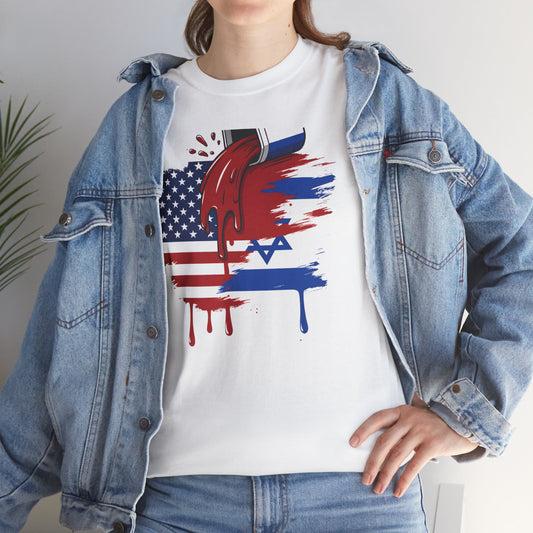 T-Shirt — USA & Israel Flag Paint Drip Graphic Tee