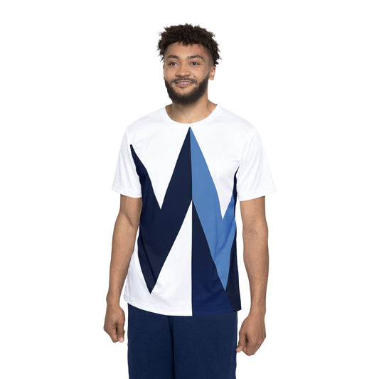 Men's Geometric Sports Jersey – Navy & Sky Blue Chevron Performance Tee