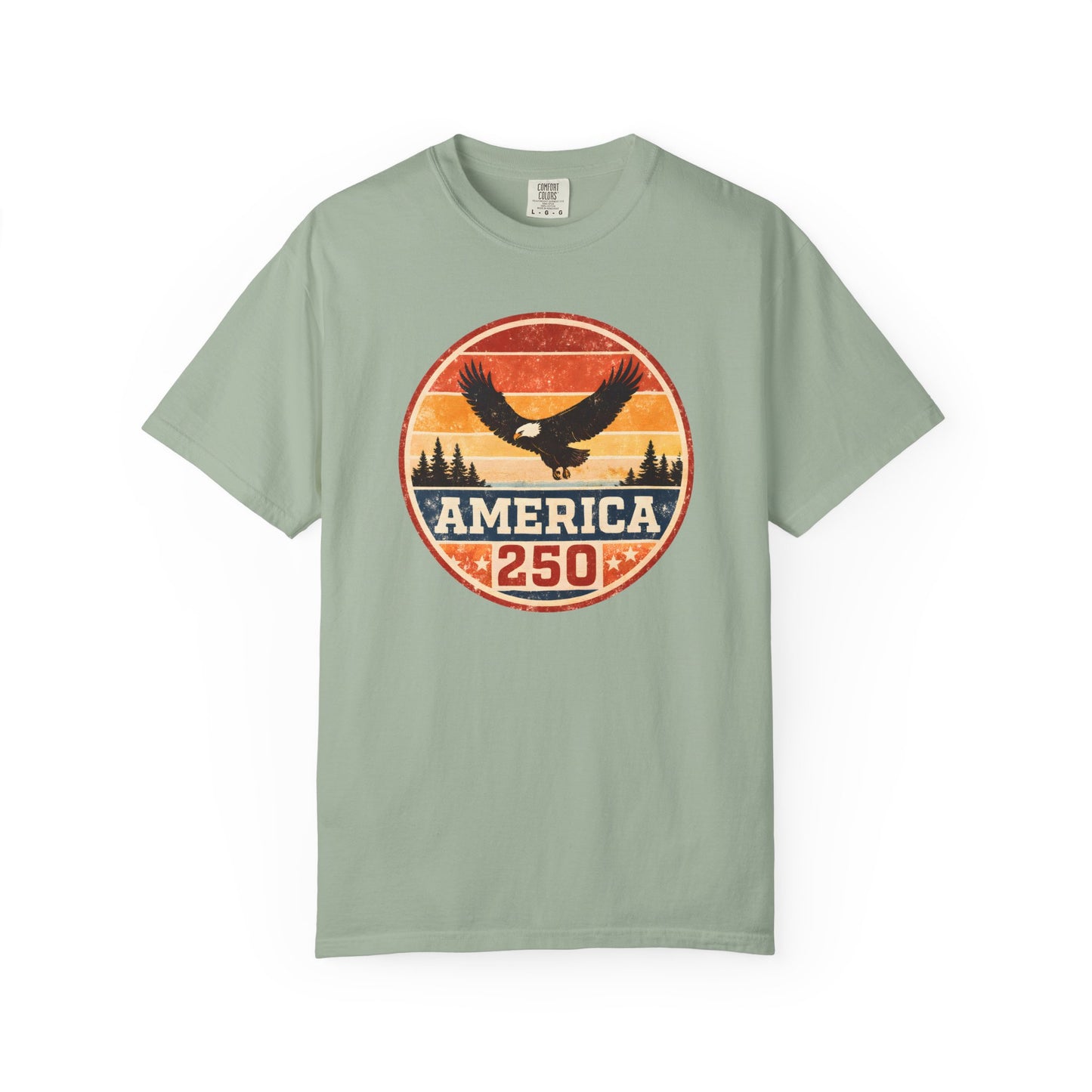 Vintage Eagle America 250 T-shirt | Retro Sunset Flag Badge