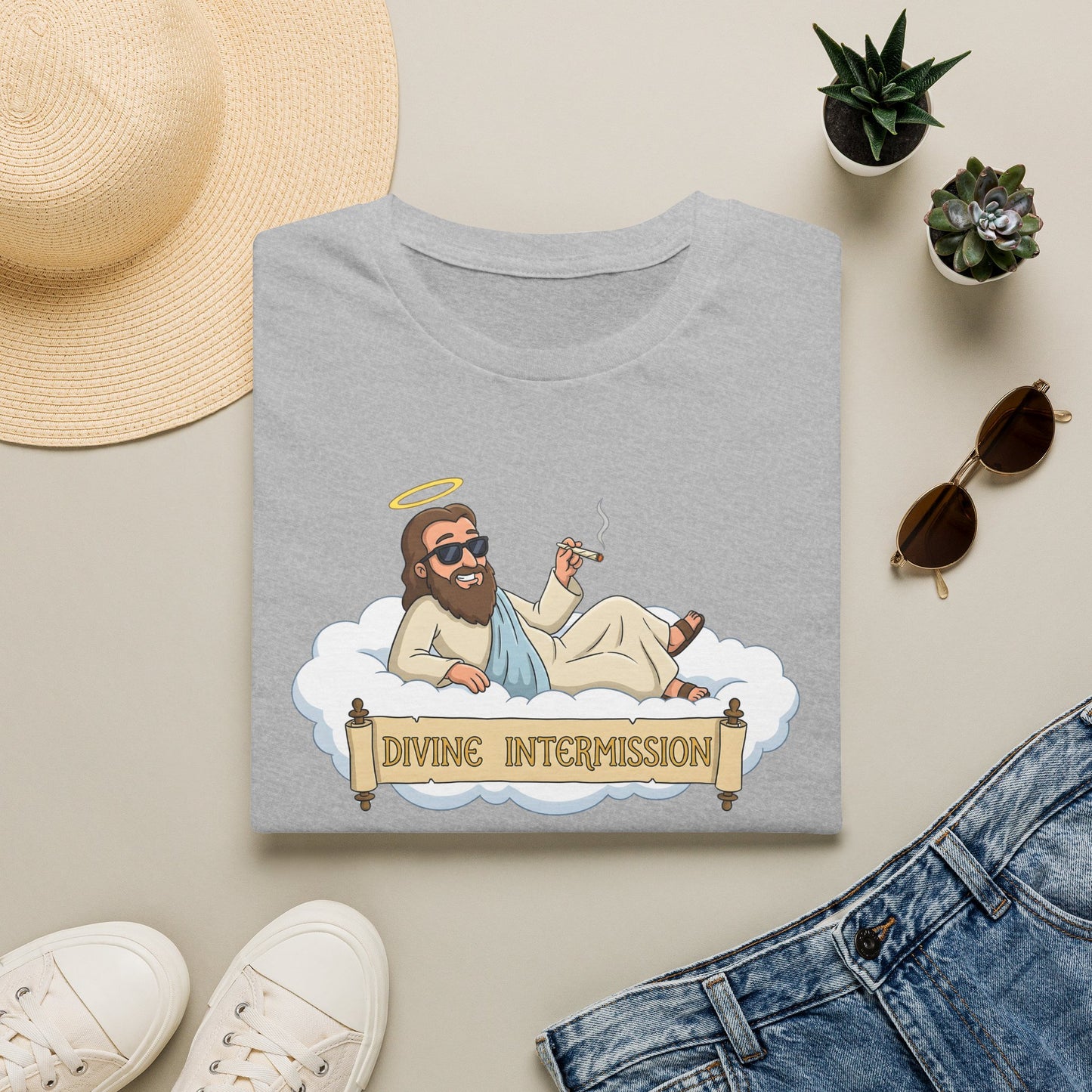 T-Shirt — "Divine Intermission" Relaxed Jesus Graphic Tee