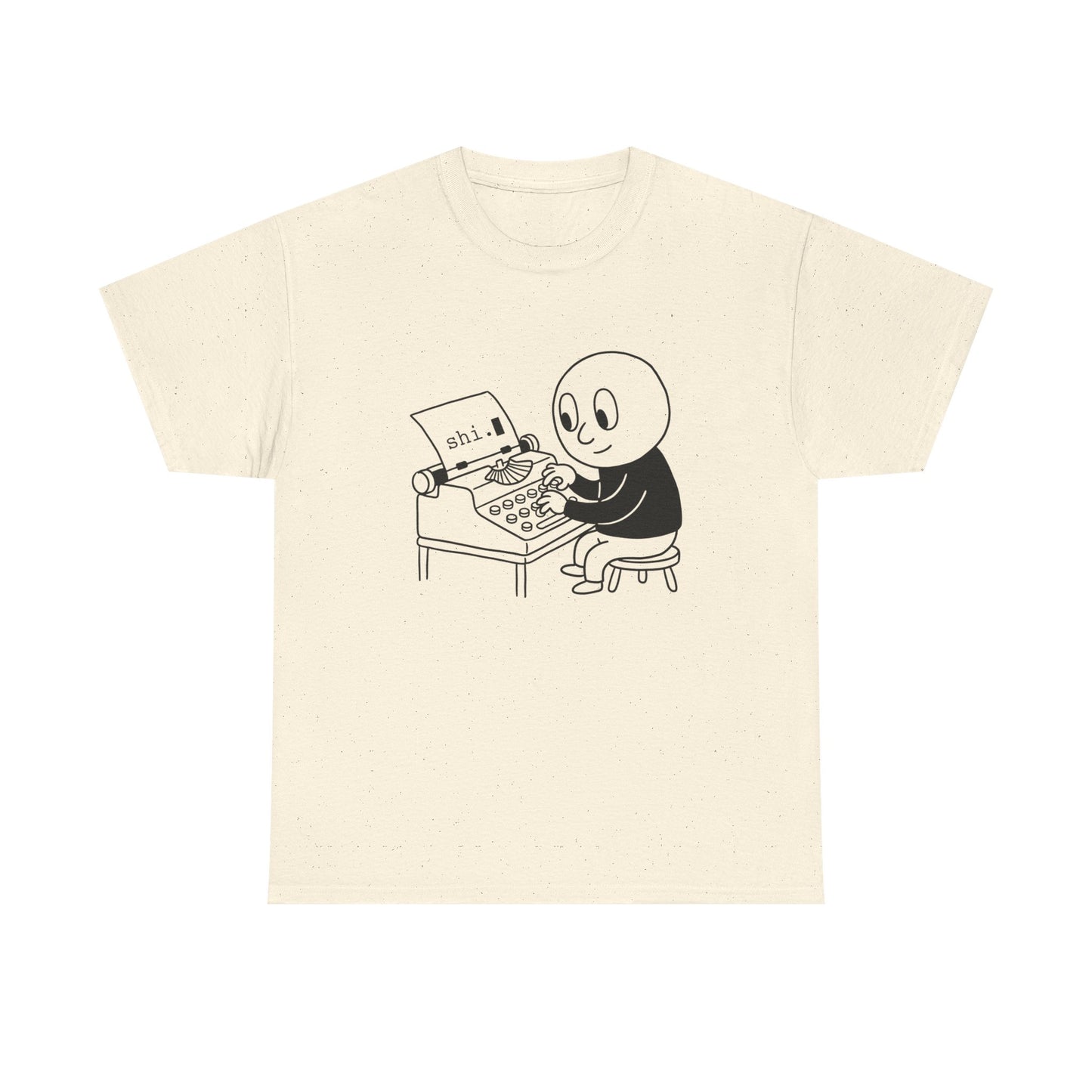 Smiley Cartoon Typist, T-Shirt | Retro Typewriter Player Tee