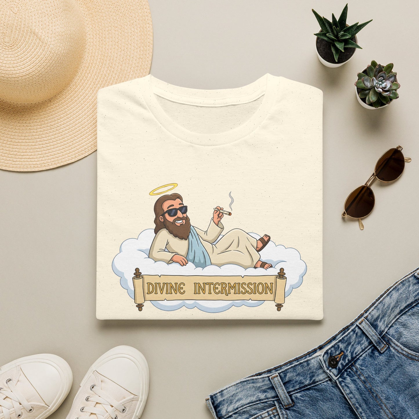 T-Shirt — "Divine Intermission" Relaxed Jesus Graphic Tee