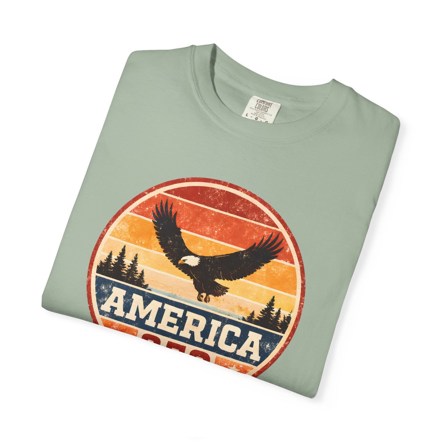 Vintage Eagle America 250 T-shirt | Retro Sunset Flag Badge