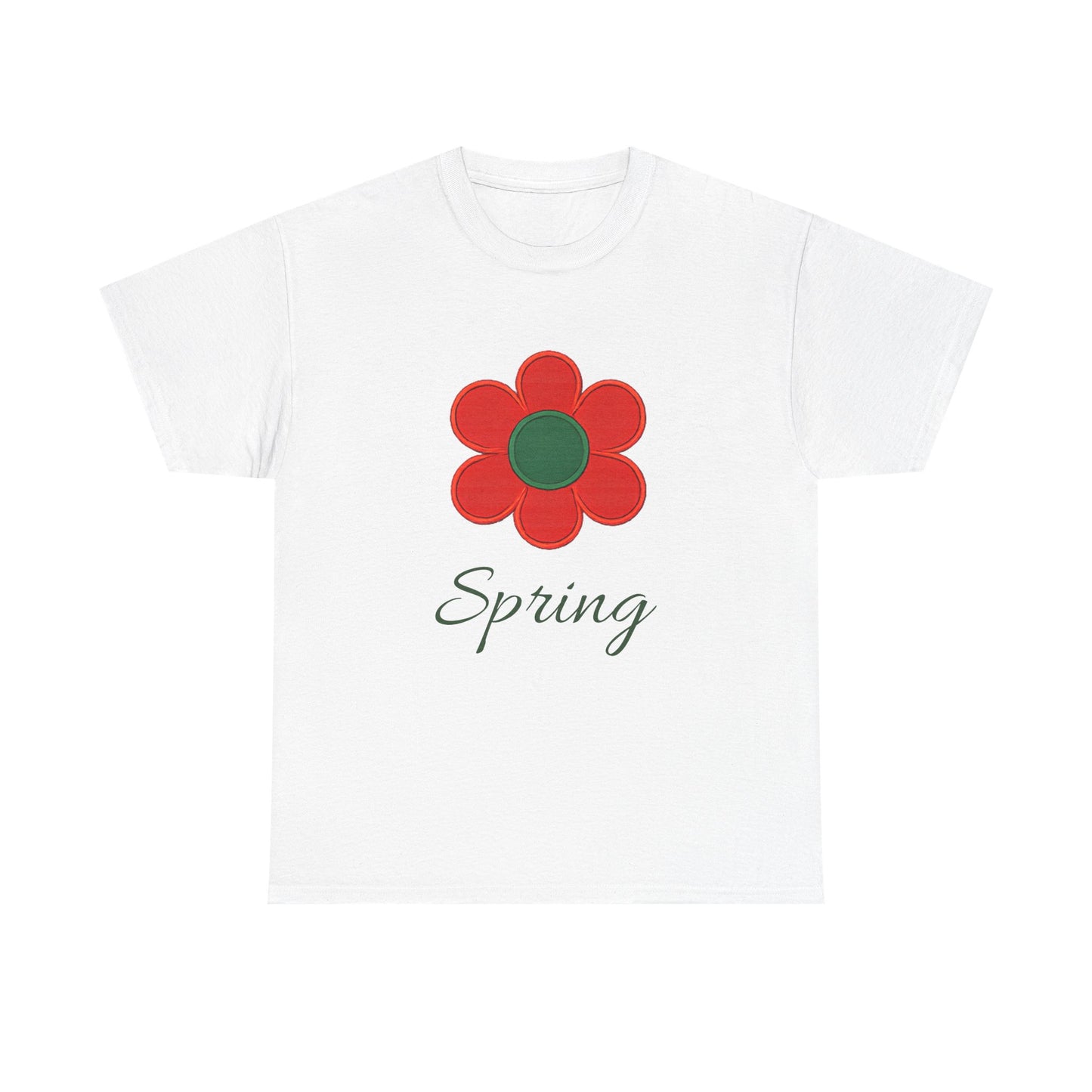 Red Floral Spring T-Shirt | Bold Flower Graphic Design Tee | Gift for Gardener Botanical Lover | Vibrant Nature Art Shirt