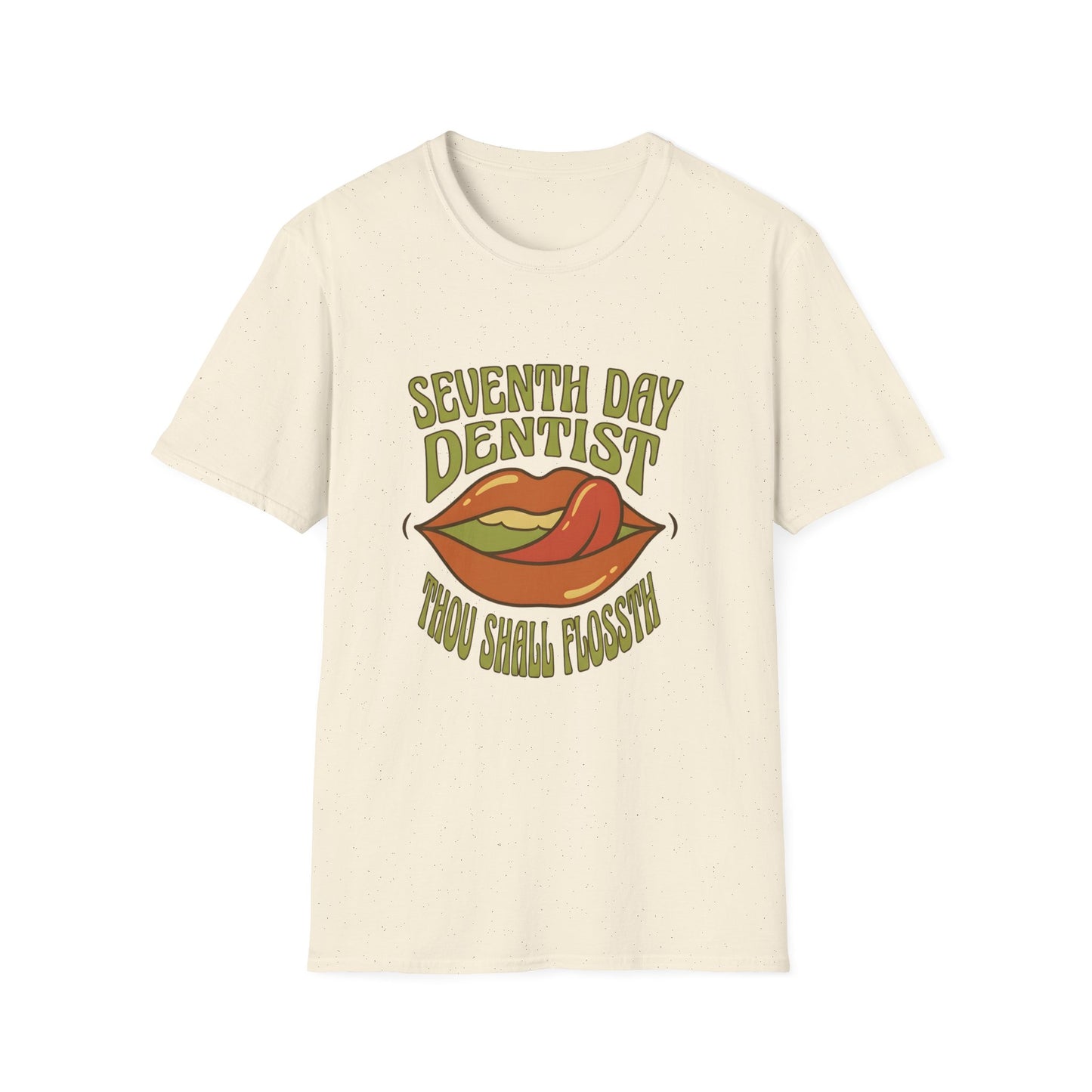 Seventh Day Dentist Thou Shall FlosstH T-Shirt | Funny Dental Hygienist Tooth Humor |Dental Student | Religious Pun Tee
